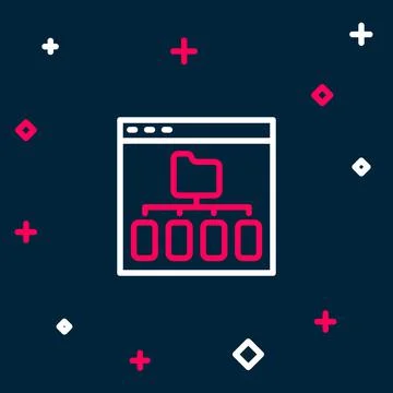 Line Browser files icon isolated on blue background. Colorful outline concept Illustrazione stock