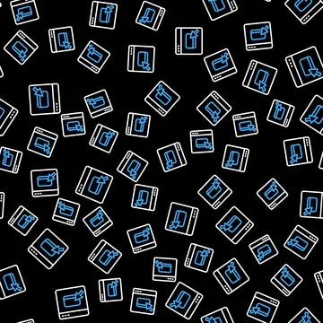 Line Browser files icon isolated seamless pattern on black background. Vector Illustrazione stock
