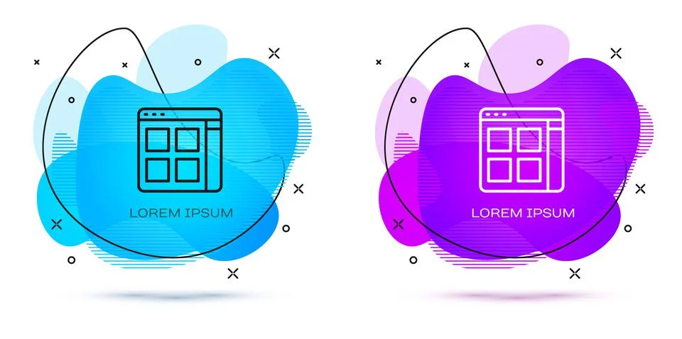 Line Browser files icon isolated on white background. Abstract banner with li Stock Illustration
