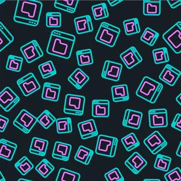 Line Browser files icon isolated seamless pattern on black background.  Vecto Stock Illustration