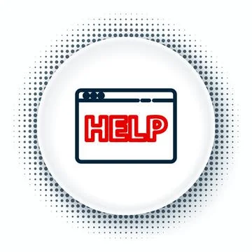 Line Browser help icon isolated on white background. Internet communication Ilustración de archivo