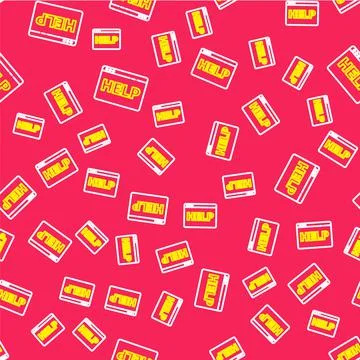 Line Browser help icon isolated seamless pattern on red background. Internet Illustrazione stock