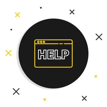 Line Browser help icon isolated on white background. Internet communication.. Ilustración de archivo