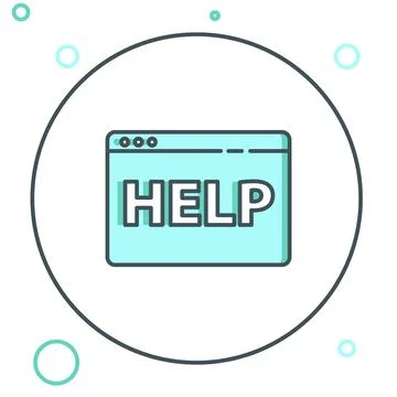 Line Browser help icon isolated on white background. Internet communication.. Ilustración de archivo