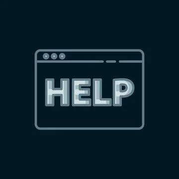 Line Browser help icon isolated on black background. Internet communication.. Ilustración de archivo