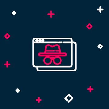 Line Browser incognito window icon isolated on blue background. Colorful outline Stock Illustration