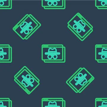 Line Browser incognito window icon isolated seamless pattern on blue background Stock Illustration