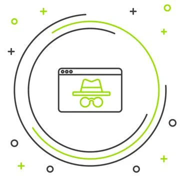 Line Browser incognito window icon isolated on white background. Colorful Stock Illustration