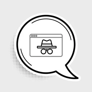 Line Browser incognito window icon isolated on grey background. Colorful ou.. Stock Illustration