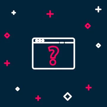 Line Browser with question mark icon isolated on blue background. Internet Illustrazione stock
