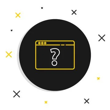 Line Browser with question mark icon isolated on white background. Internet Illustrazione stock