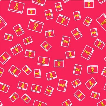 Line Browser with question mark icon isolated seamless pattern on red background 库存插图