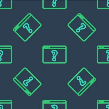 Line Browser with question mark icon isolated seamless pattern on blue Stock Illustration