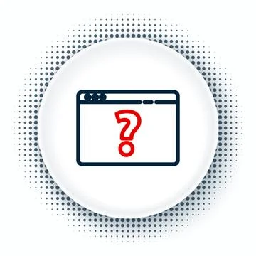 Line Browser with question mark icon isolated on white background. Internet c Ilustración de archivo