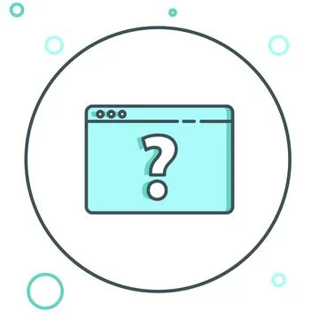 Line Browser with question mark icon isolated on white background. Internet.. Ilustración de archivo