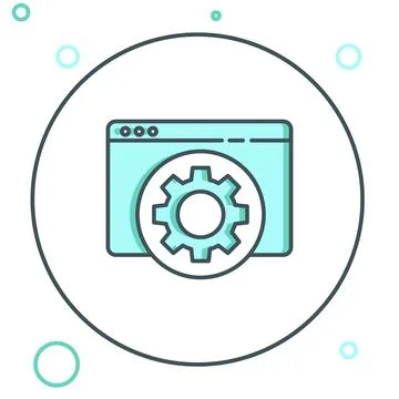 Line Browser setting icon isolated on white background. Adjusting, service,.. Stock Illustration