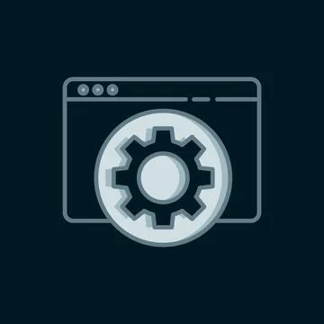 Line Browser setting icon isolated on black background. Adjusting, service,.. Stock Illustration