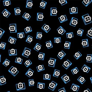 Line Browser with shield icon isolated seamless pattern on black background Illustrazione stock