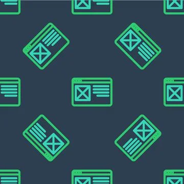 Line Browser window icon isolated seamless pattern on blue background. Vector イラスト素材