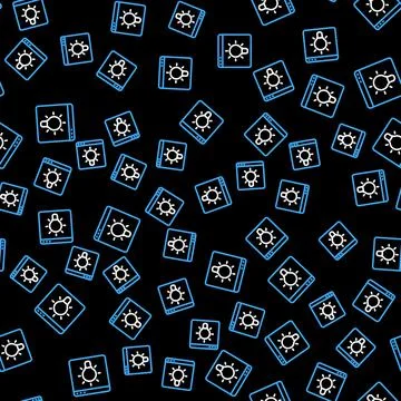 Line Browser window icon isolated seamless pattern on black background. Vector Stockillustratie