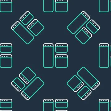 Line Browser window icon isolated seamless pattern on black background. Vector Illustrazione stock