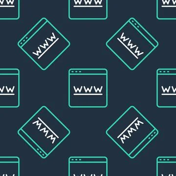 Line Browser window icon isolated seamless pattern on black background. Vector 库存插图