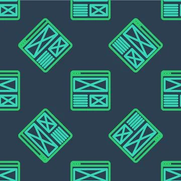 Line Browser window icon isolated seamless pattern on blue background. Vector Stockillustratie