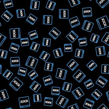 Line Browser window icon isolated seamless pattern on black background. Vector イラスト素材