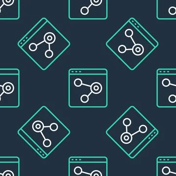 Line Browser window icon isolated seamless pattern on black background. Vector Stockillustratie