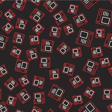 Line Browser window icon isolated seamless pattern on black background. Vector Illustrazione stock