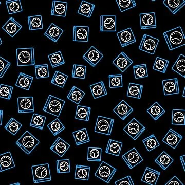 Line Browser window icon isolated seamless pattern on black background. Vector イラスト素材