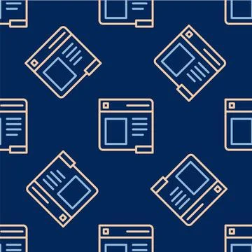Line Browser window icon isolated seamless pattern on blue background. Vector Stockillustratie
