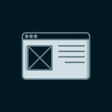 Line Browser window icon isolated on black background. Flat filled outline .. Stockillustratie