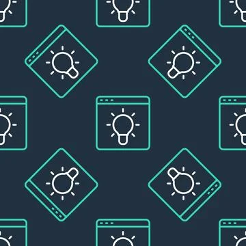 Line Browser window icon isolated seamless pattern on black background.  Vect イラスト素材