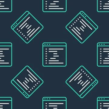Line Browser window icon isolated seamless pattern on black background.  Vect Stock Illustration