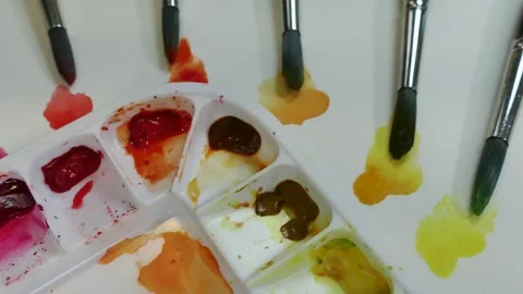 Line of brushes with different colors Stock Footage 313956152