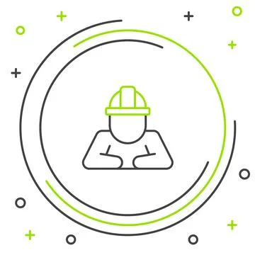 Line Builder icon isolated on white background. Construction worker. Colorful Stock Illustration
