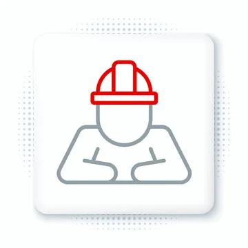 Line Builder icon isolated on white background. Construction worker. Colorful Stock Illustration