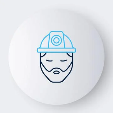 Line Builder icon isolated on white background. Construction worker. Colorful Stock Illustration