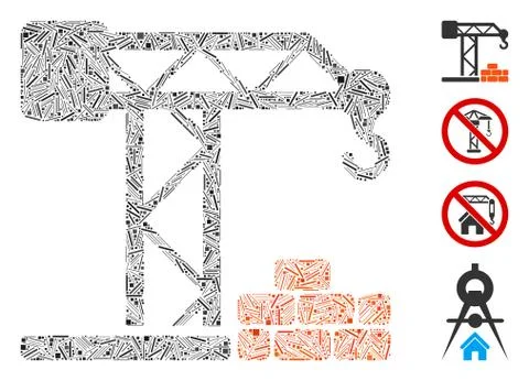 Line Building Crane Icon Vector Mosaic Ilustración de archivo