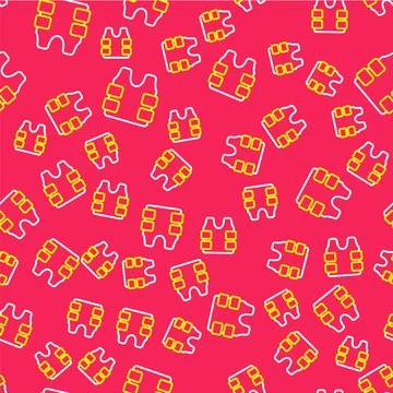 Line Bulletproof vest for protection from bullets icon isolated seamless pattern Stock Illustration