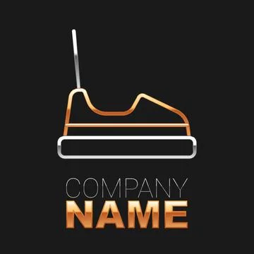 Line Bumper car icon isolated on black background. Amusement park. Children.. イラスト素材