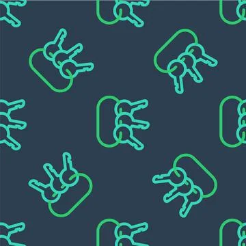 Line Bunch of keys icon isolated seamless pattern on blue background. Vector Illustrazione stock