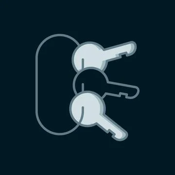 Line Bunch of keys icon isolated on black background. Flat filled outline s.. Stock Illustration