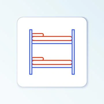 Line Bunk bed icon isolated on white background. Colorful outline concept 库存插图