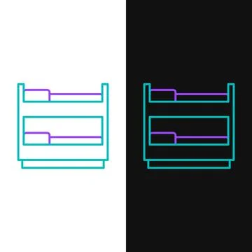 Line Bunk bed icon isolated on white and black background. Colorful outline 库存插图