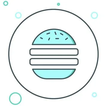 Line Burger icon isolated on white background. Hamburger icon. Cheeseburger.. Stock Illustration
