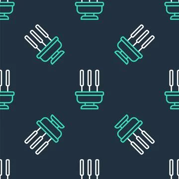 Line Burning aromatic incense sticks icon isolated seamless pattern on blac.. Stock Illustration