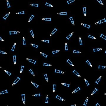 Line Burning candle in candlestick icon isolated seamless pattern on black 스톡 일러스트