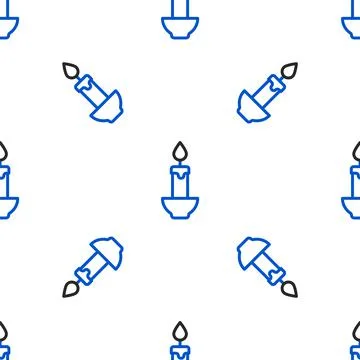 Line Burning candle icon isolated seamless pattern on white background 스톡 일러스트